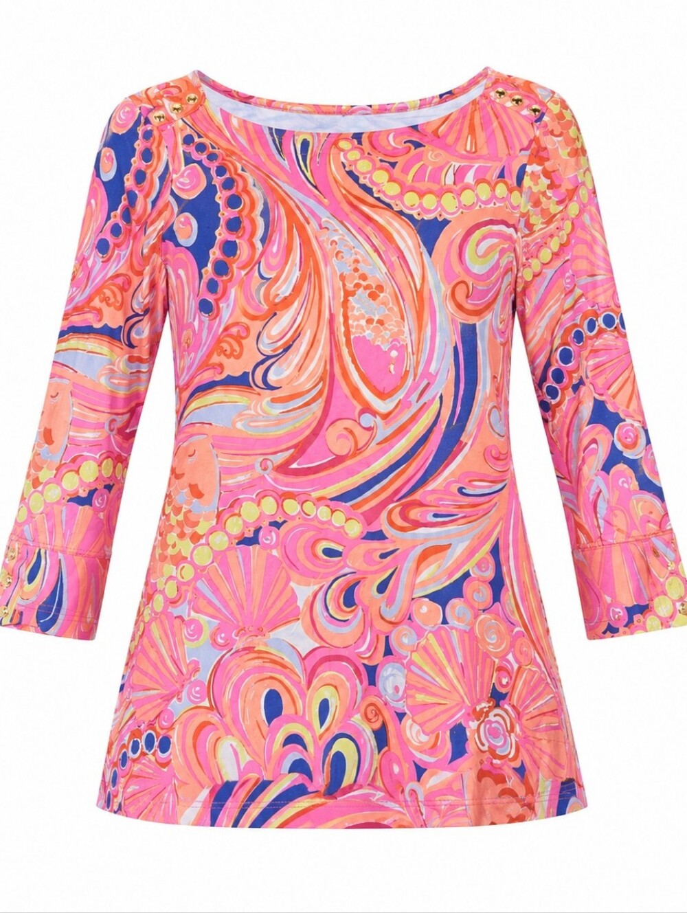LILLY PULITZER | Bright Fish Shell Print Dopamine‎ Long Sleeve Tunic Top | XL